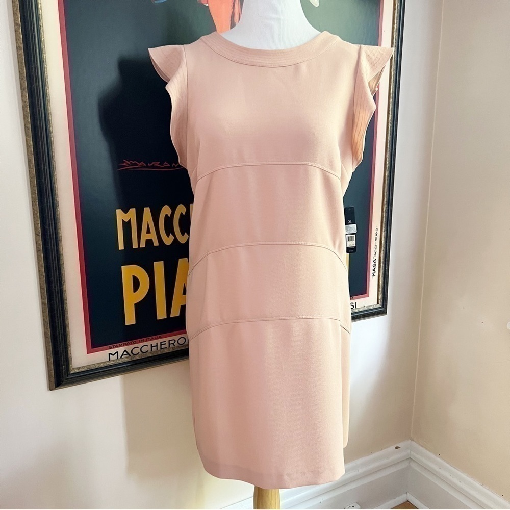 nic + zoe: Pinkish Nude Hued Ruffle Short Sleeve Layered Shift Dress Size XL